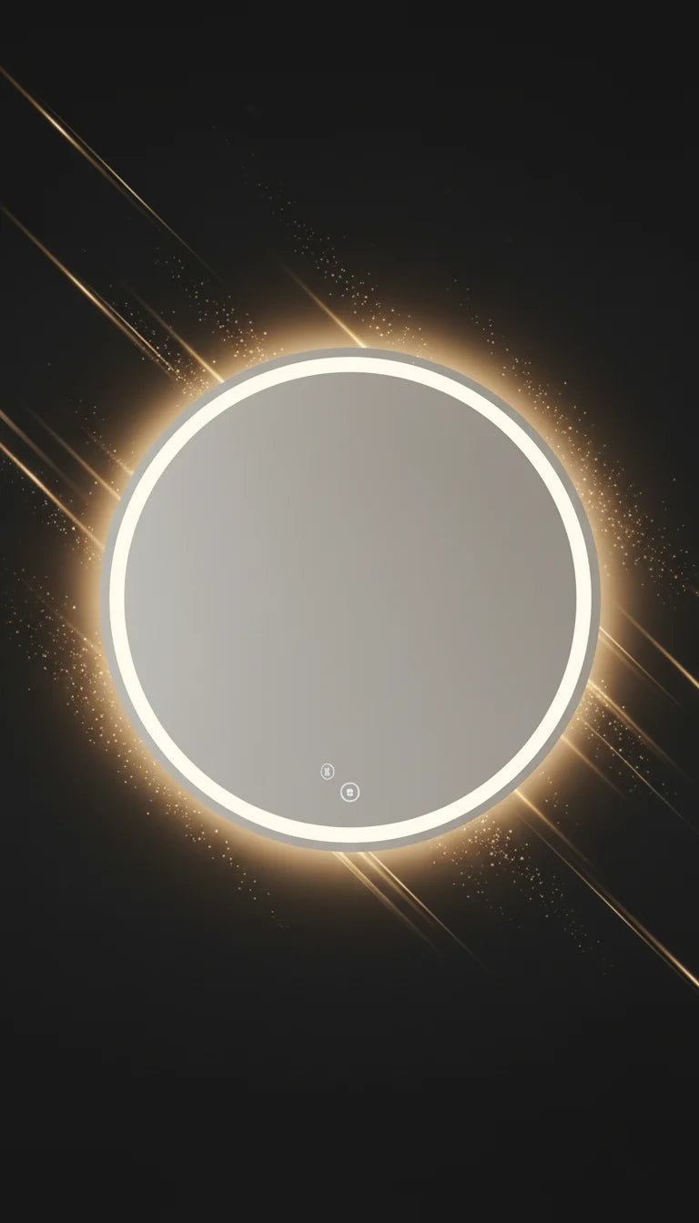 Sparkle Decors Silver Round LED Bathroom Mirror with Bluetooth, Anti-Fog Pad & Touch Dimmer – 60 cm